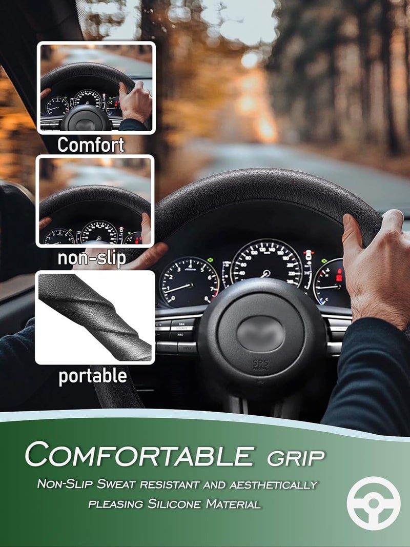 Silicone Steering Wheel Cover: Black Non-Slip Steering Wheel Protector - Universal Fit for Car Interior Upgrade & Driving Comfort - Image 2