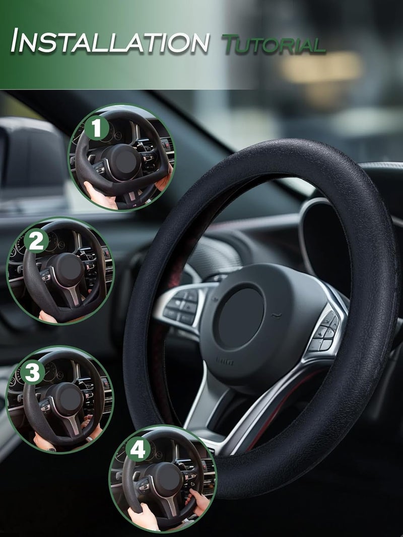 Silicone Steering Wheel Cover: Black Non-Slip Steering Wheel Protector - Universal Fit for Car Interior Upgrade & Driving Comfort - Image 5