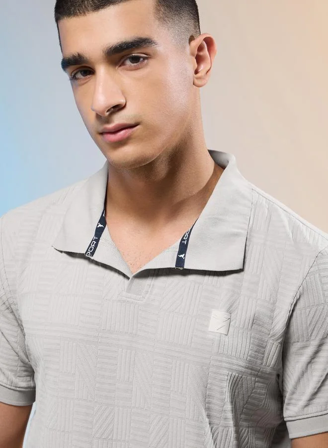 تكنوسبورت تيشيرت بولو رجالي بقصة ضيقة بنقشة الجاكار من تكنوسبورت