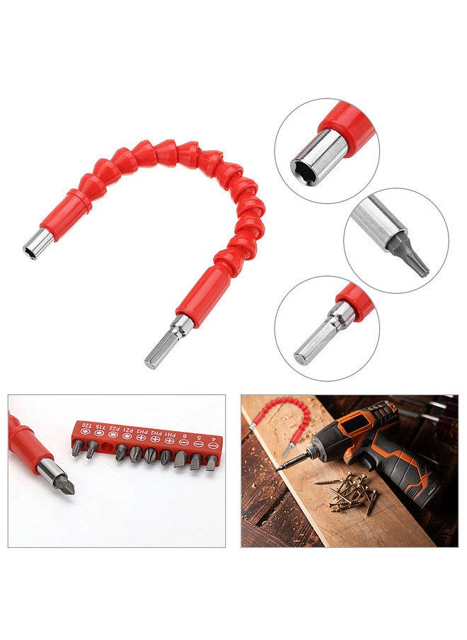 Generic - Flexible Drill Bit Extension 275mm Bendable Soft Shaft with 10Pcs Screwdriver Bit Set 1Pc Magnetic Drill Extension Bar for Home Furniture - Image 1
