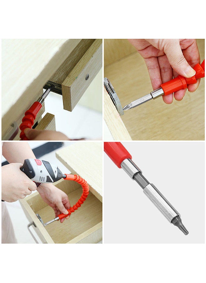 Generic - Flexible Drill Bit Extension 275mm Bendable Soft Shaft with 10Pcs Screwdriver Bit Set 1Pc Magnetic Drill Extension Bar for Home Furniture - Image 1