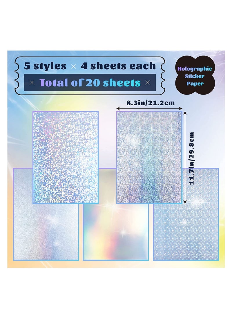 SYOSI - Holographic Sticker Paper Clear A4 Vinyl Self-Adhesive Waterproof Transparent Film Gem Spot Rainbow Star Pattern - Image 1