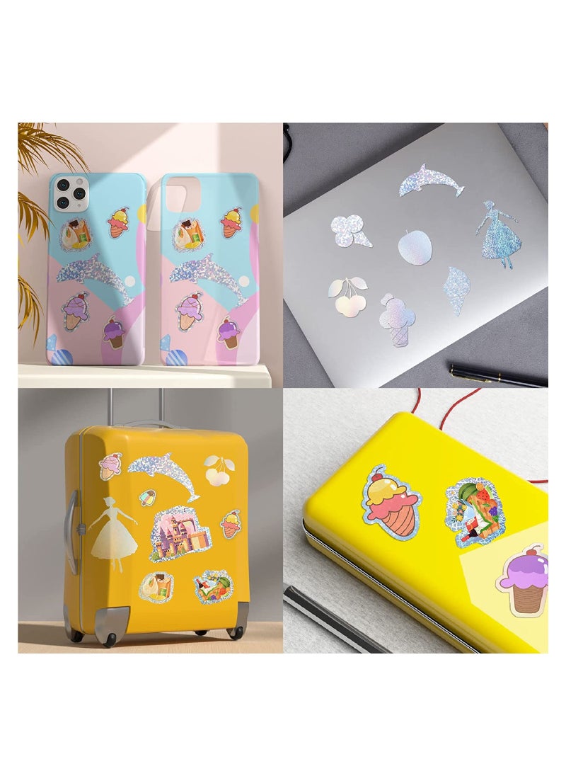 SYOSI - Holographic Sticker Paper Clear A4 Vinyl Self-Adhesive Waterproof Transparent Film Gem Spot Rainbow Star Pattern - Image 1