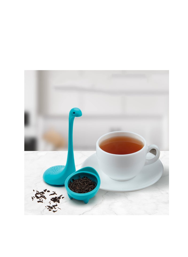 SOLARAE Baby Loose Leaf Tea Infuser, Cute Tea Infuser Strainer, Tea Leak Filter, Cute Tea Gifts - Long Handle Neck, Ball Body Lake Monster Silicone Tea Infuser for Herbal Tea - Image 4
