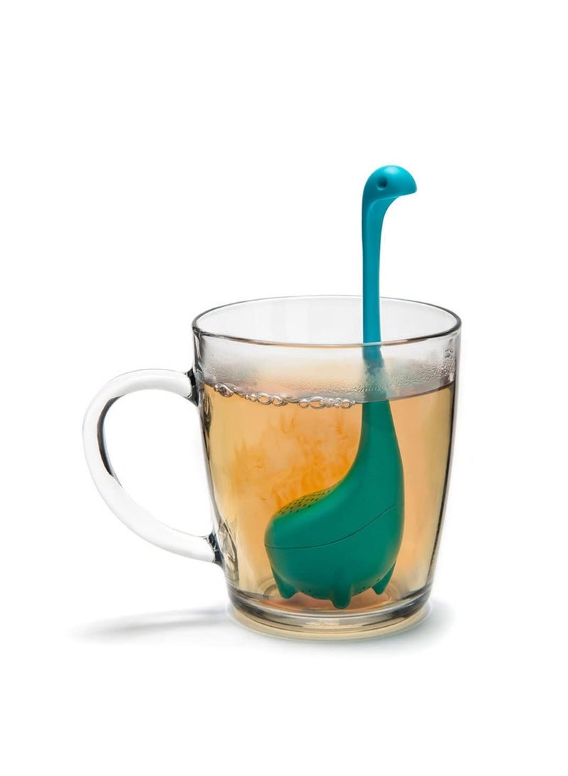 SOLARAE Baby Loose Leaf Tea Infuser, Cute Tea Infuser Strainer, Tea Leak Filter, Cute Tea Gifts - Long Handle Neck, Ball Body Lake Monster Silicone Tea Infuser for Herbal Tea - Image 2