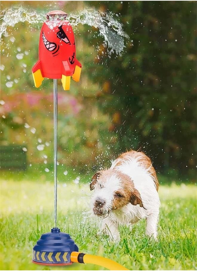 Generic - Outdoor Water Sprinkler for Kids and Toddlers - Backyard Red Spinning Water Spray Rocket Toy for Summer Splashing Fun for 3-8 Years Old Boys Girls Gift - Image 1