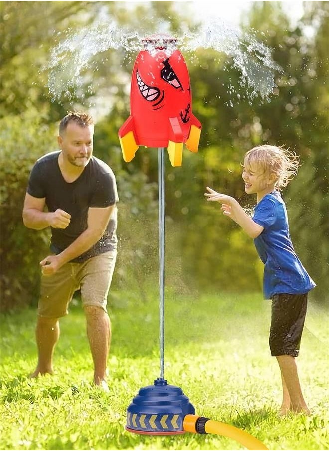 Generic - Outdoor Water Sprinkler for Kids and Toddlers - Backyard Red Spinning Water Spray Rocket Toy for Summer Splashing Fun for 3-8 Years Old Boys Girls Gift - Image 1
