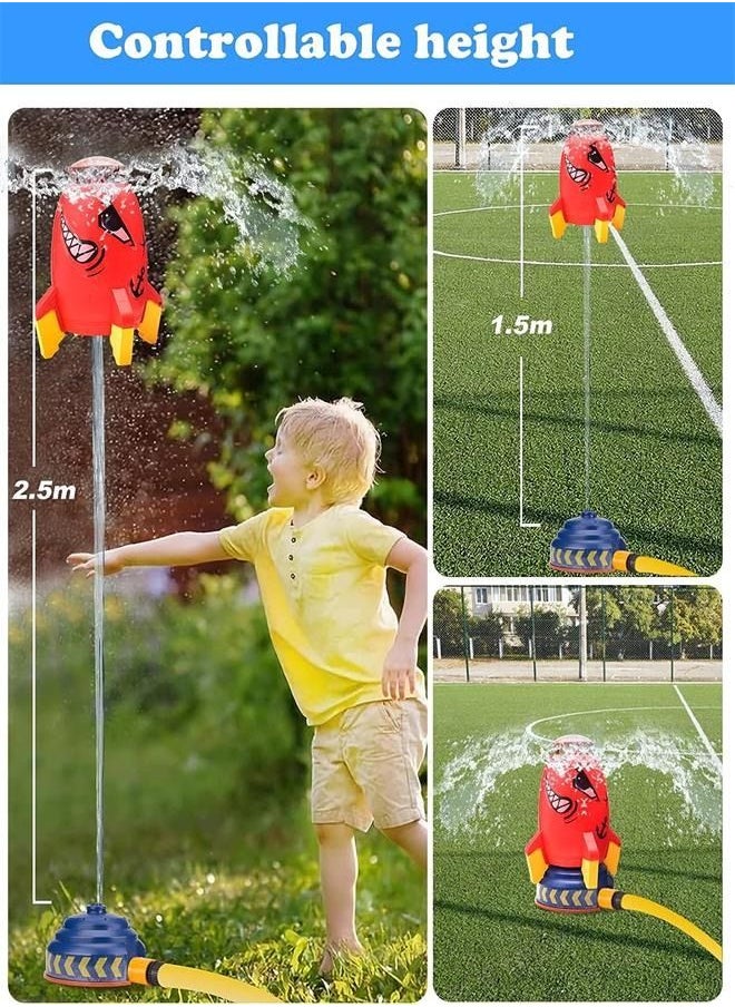 Generic - Outdoor Water Sprinkler for Kids and Toddlers - Backyard Red Spinning Water Spray Rocket Toy for Summer Splashing Fun for 3-8 Years Old Boys Girls Gift - Image 1