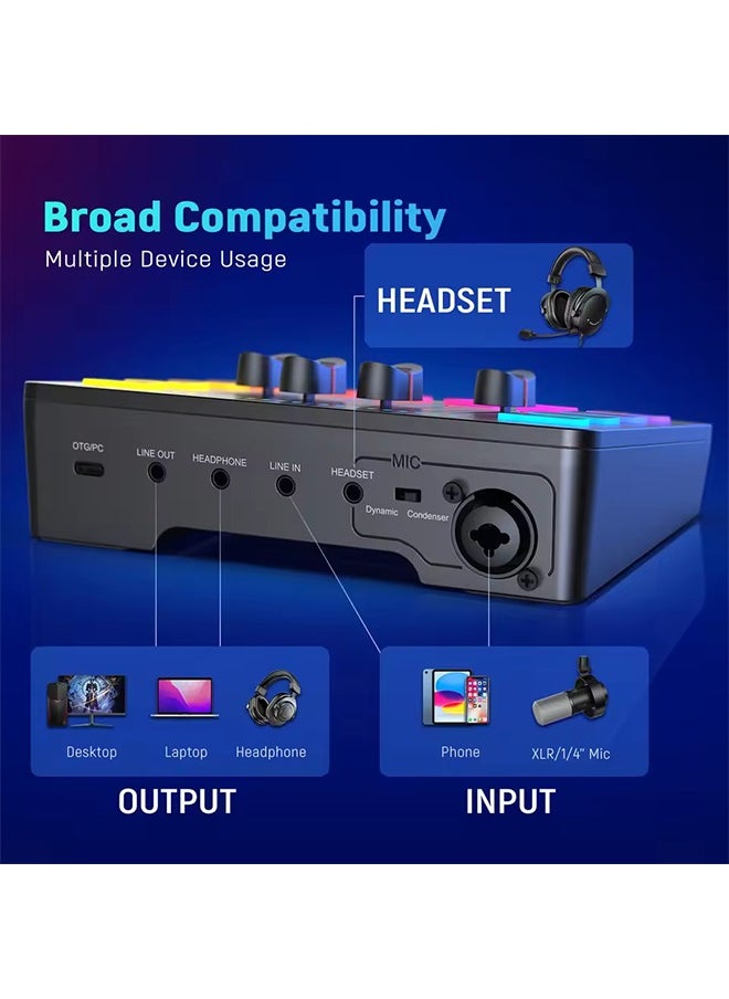 فيفين - خلاط صوت للألعاب من FIFINE، خلاط RGB رباعي القنوات مع واجهة ميكروفون XLR، لصوت الألعاب، والبودكاست، وAmpliGame SC3 - Image 1