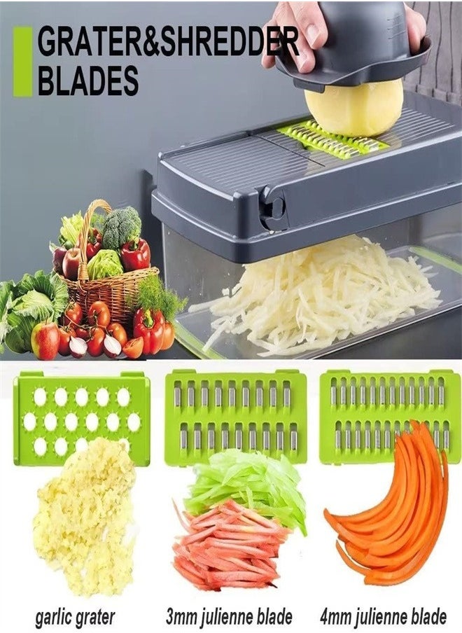 Bukela - 12 in 1 Slicer, Heavy Duty Potato, Onion, Food, Vegetable Chopper with Vegetable Peeler, Hand Guard and Container - Image 1