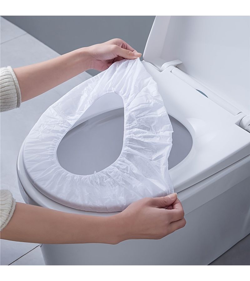 15 Pcs Disposable Toilet Seat Covers Stretchable Individually Wrapped Portable Hygienic Toilet Seat Protectors For Travel Hotel Public Restrooms - Image 4
