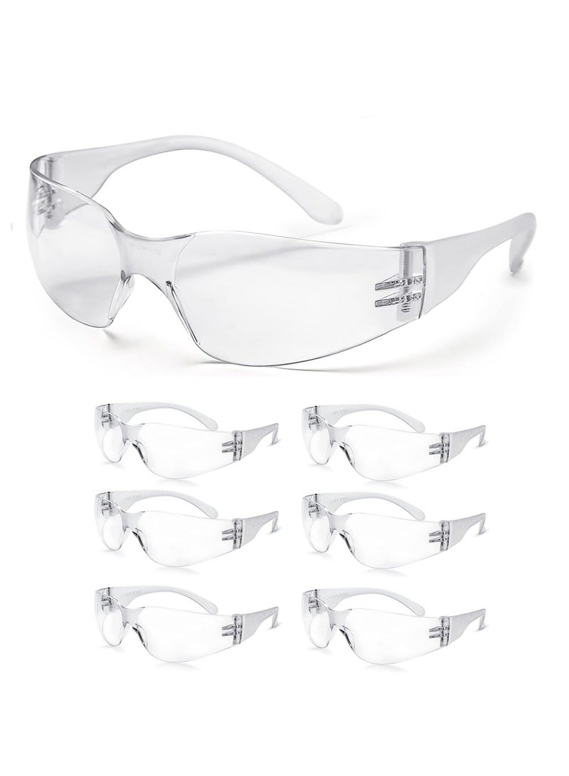 Safety Glasses, Impact and Scratch Resistant Crystal Clear Lens-Protective Eyewear for Lab, Industrial, Carpentry, Shooting, Sports, and More Clear Frame，6pcs  - Image 1