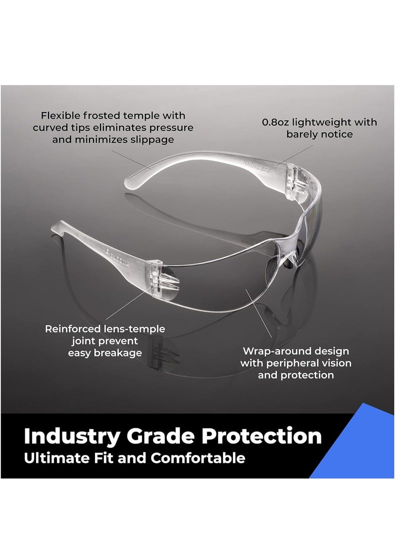 Safety Glasses, Impact and Scratch Resistant Crystal Clear Lens-Protective Eyewear for Lab, Industrial, Carpentry, Shooting, Sports, and More Clear Frame，6pcs  - Image 4
