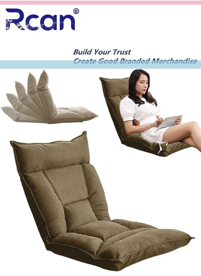 Rcan Floor Chair with Back Support Folding Lazy Floor Sofa Cushion Lazy Couch Tatami Lounger Floor Seat with 6-Position Adjustable Backrest Neck Pillow Fully Assembled for Meditating Reading Gaming  - Image 1