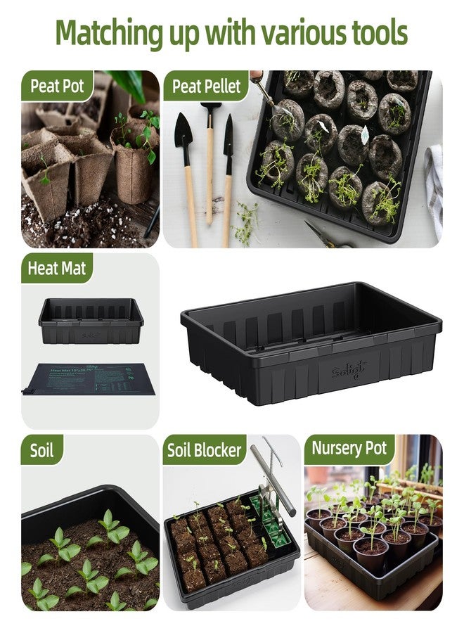 وليجيت صواني زراعة بذور شديدة التحمل من SOLIGT، عبوة من 10 قطع - صواني زراعة البراعم الصغيرة، صواني إنبات الشتلات، صواني زراعة العلف، بدون ثقوب، مانعة للتسرب، قابلة لإعادة الاستخدام، 14 × 10.8 × 2.3 بوصة - Image 4