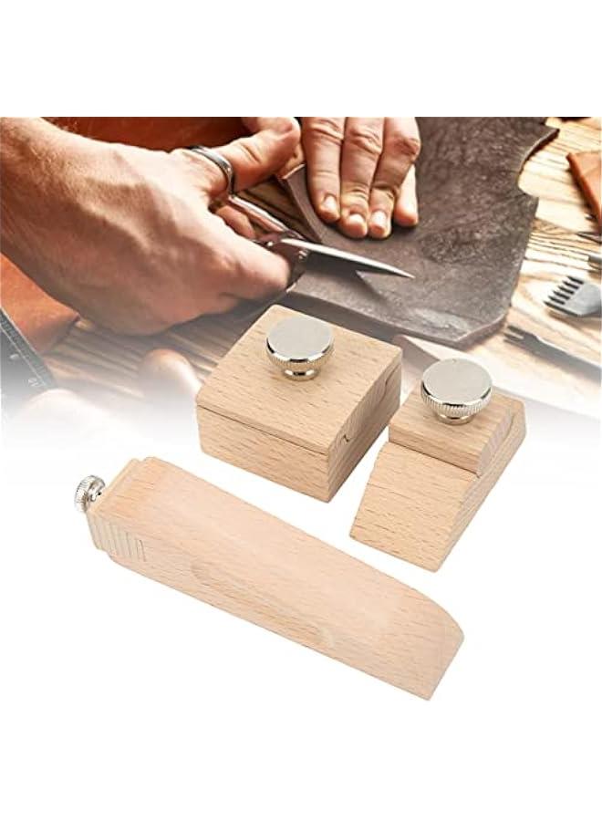 3 Pcs Wooden Sanding Block Cuniform Quadrate Bevel Wood Hand Sanding Block Clip Leather Craft Burnishing Tool, Leather Sanding Block Craftwood - Image 2