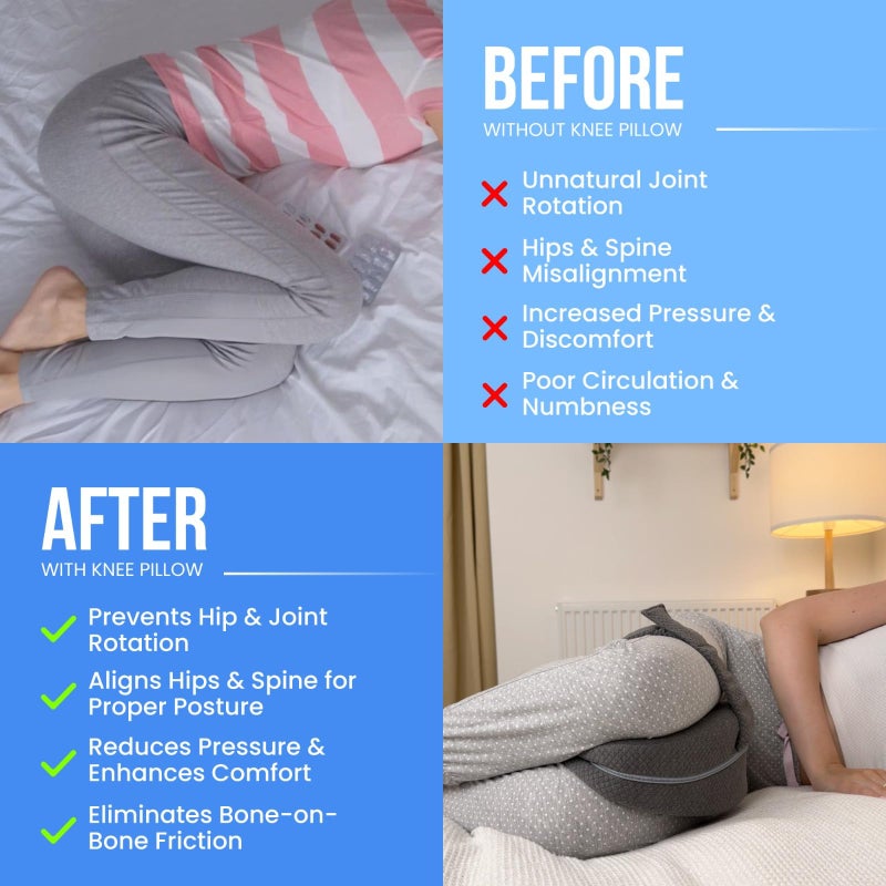 TULARIS Knee Pillow for Side Sleepers Hip Pain - Between Leg Pillow for Side Sleeping - Sciatica Pain Relief Pillow Supports Back Pain - Support Pillow Between The Legs for Knee Support and Lower Back Pain - Image 3