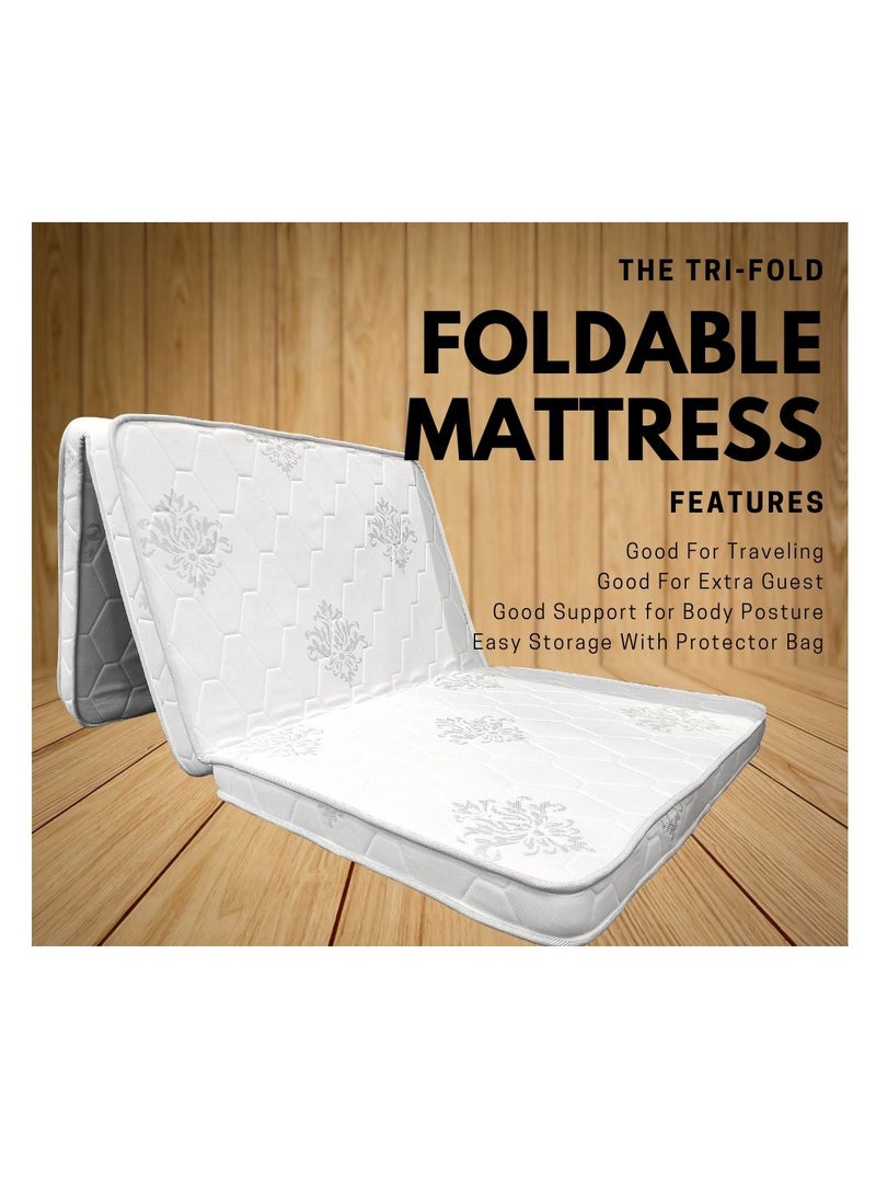 Comfy مرتبة مريحة ثلاثية الطي، بيضاء اللون، معالجة بالكامل 99 - Image 1