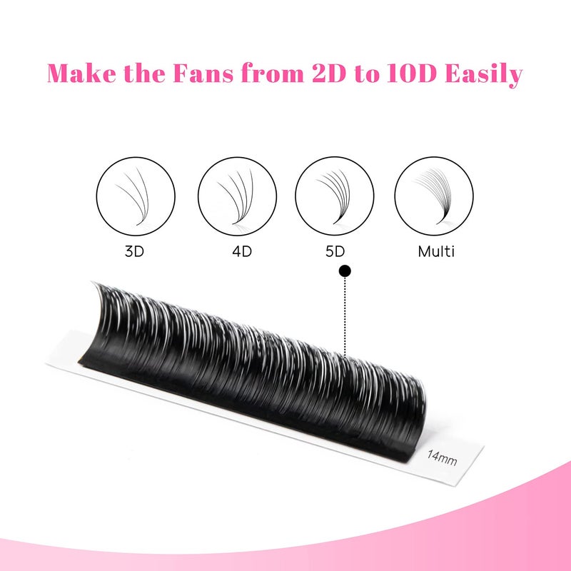 TDANCE Easy Fan Lash Extension Rapid Blooming Volume Eyelash Extensions C CC D DD J B L Curl 0.03-0.12mm Thickness Easy Fan Volume Lashes Self Fanning Eyelashes Extension (0.07-CC,12 mm) - Image 5
