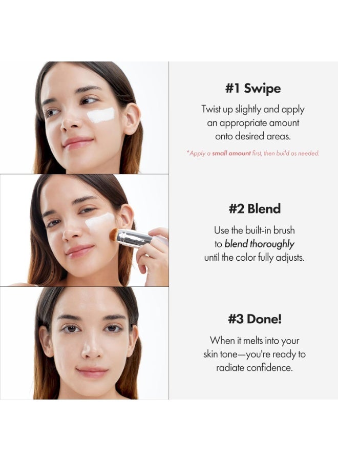 ELROEL Blanc Cover Cream Stick V Korean Color-Changing Foundation with Volufiline, Dual-Ended with Detachable Brush, Medium to Full Coverage Dewy Finish - Image 3