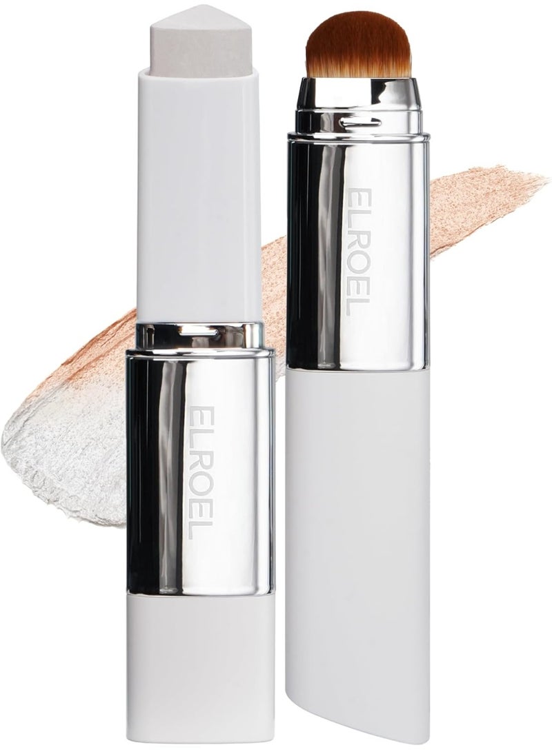 ELROEL Blanc Cover Cream Stick V Korean Color-Changing Foundation with Volufiline, Dual-Ended with Detachable Brush, Medium to Full Coverage Dewy Finish - Image 1