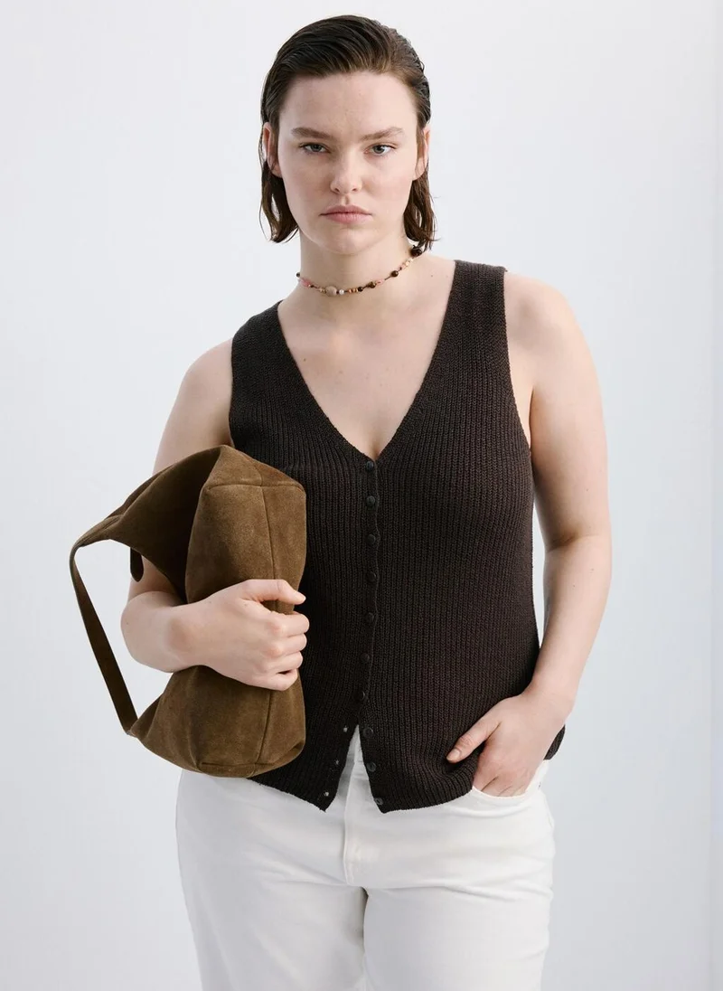 مانجو Openwork knitted waistcoat