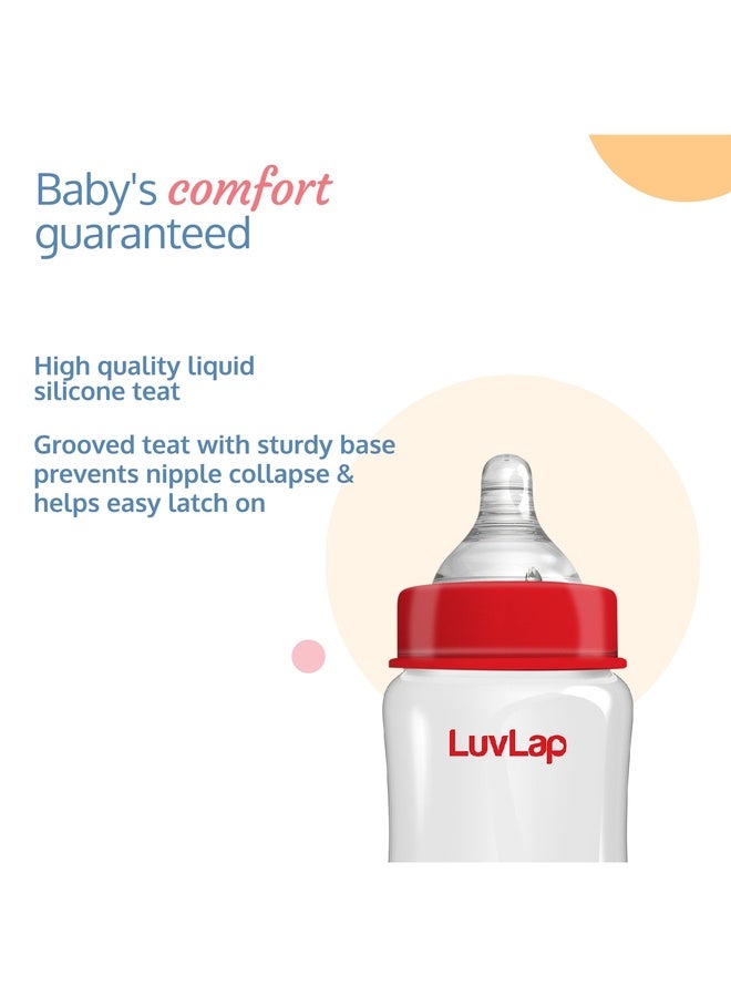 Luvlap Anti-Colic Wide Neck Natura Flo Baby Feeding Bottle, 250ml - Image 3