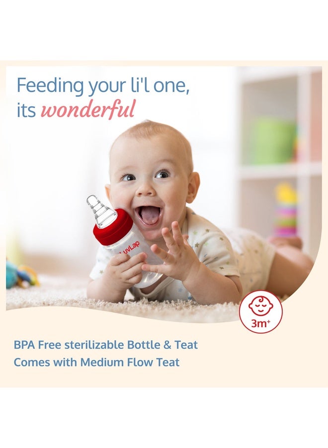 Luvlap Anti-Colic Wide Neck Natura Flo Baby Feeding Bottle, 250ml - Image 2