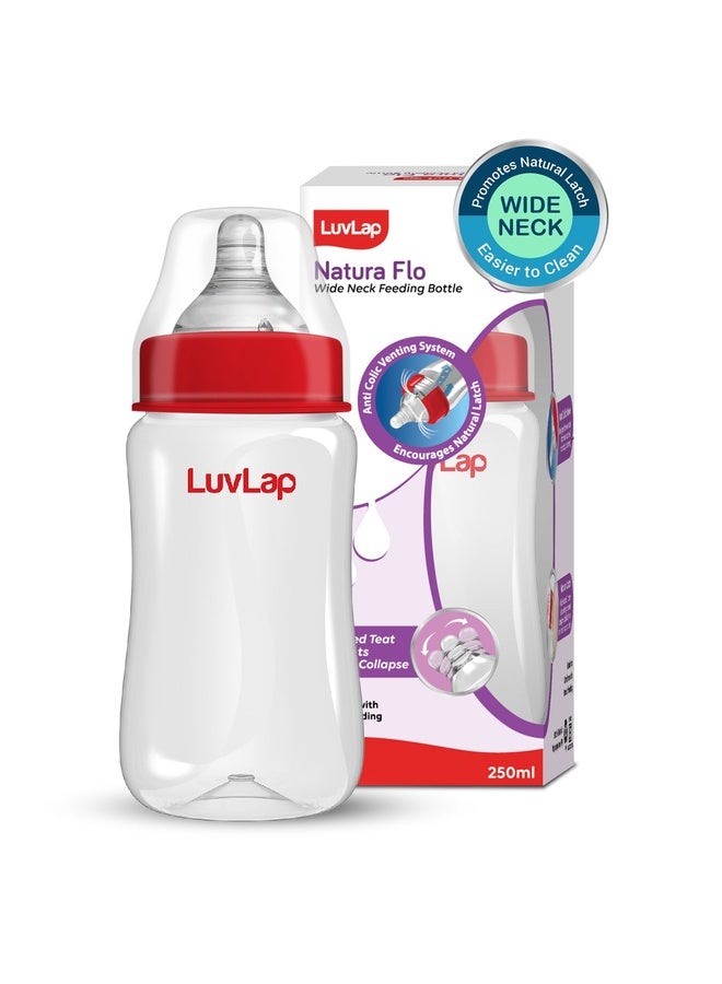 Luvlap Anti-Colic Wide Neck Natura Flo Baby Feeding Bottle, 250ml - Image 1