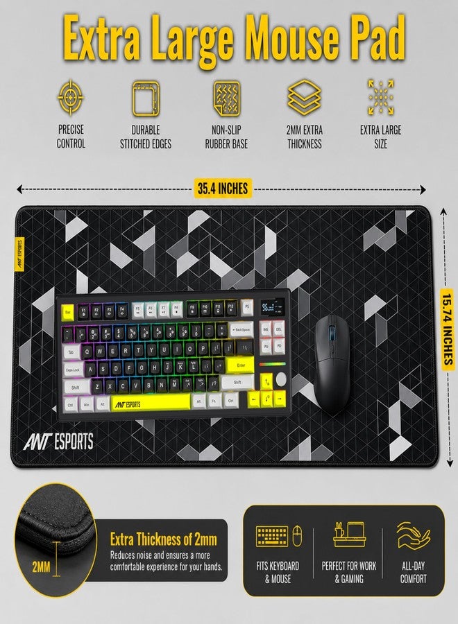 ANT الرياضات الإلكترونية وسادة ماوس Ant Esports Pyramid للألعاب، وسادة ماوس كبيرة الحجم (35.4 × 15.74 × 2 مم) للماوس ولوحة المفاتيح، بحواف مخيطة، مقاومة للماء، وقاعدة مانعة للانزلاق، مناسبة للمكاتب والمنازل والمتاجر والألعاب. - Image 3
