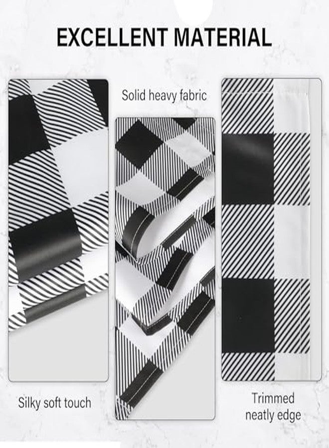 Simple Deluxe 2 PCS Buffalo Check Kitchen Tier Curtains, Plaid Gingham Short Curtain for Half Cafe Windows, 26" W x 24" L, Black&White - Image 4