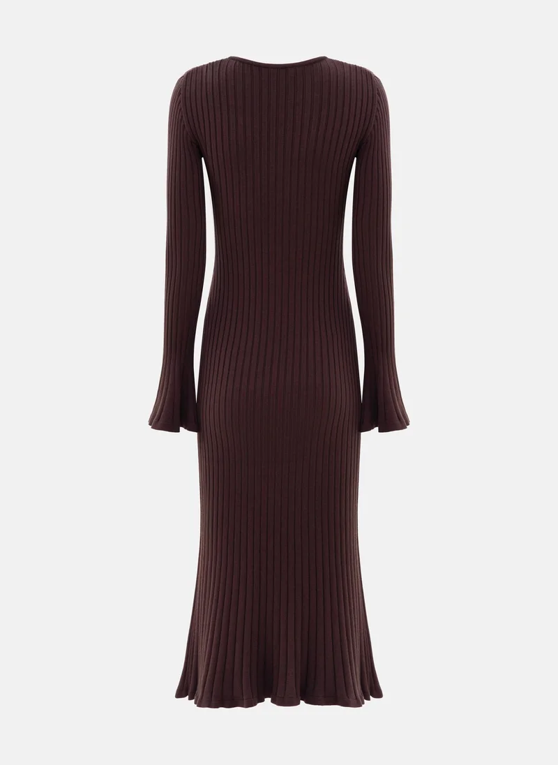 Lichi Ribbed midi dress with drop neckline