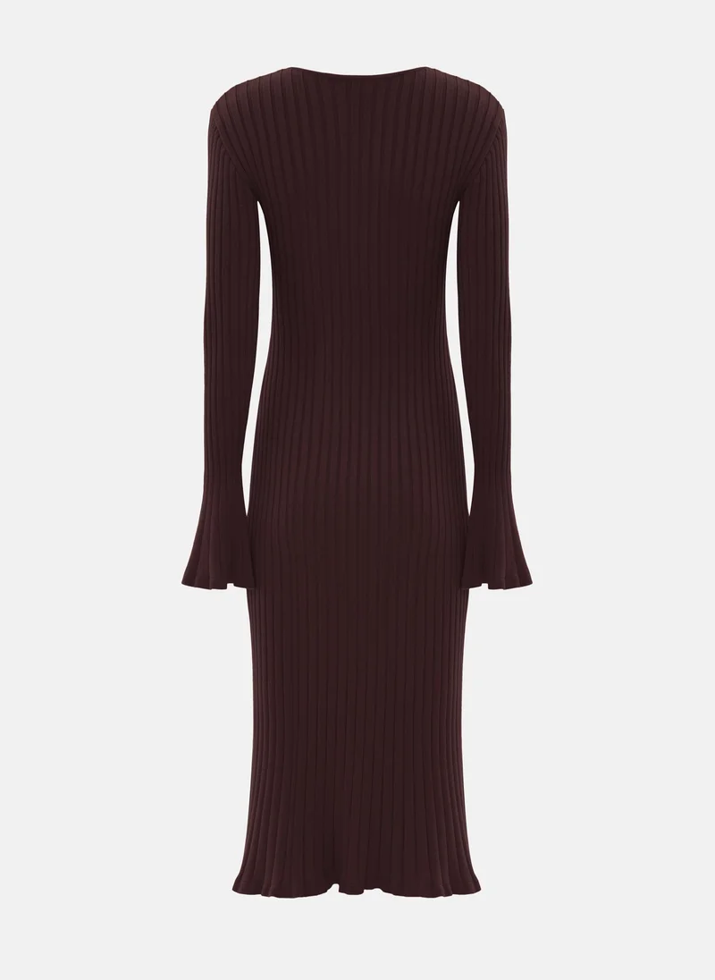 Lichi  Ribbed midi dress with drop neckline for Women | Best Price UAE