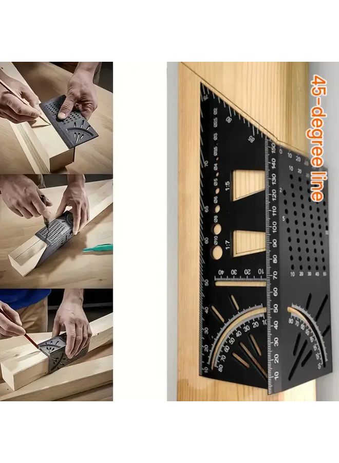 Blue 3D Mitre Angle Measuring Gauge Precision Woodworking Square Ruler - Image 2