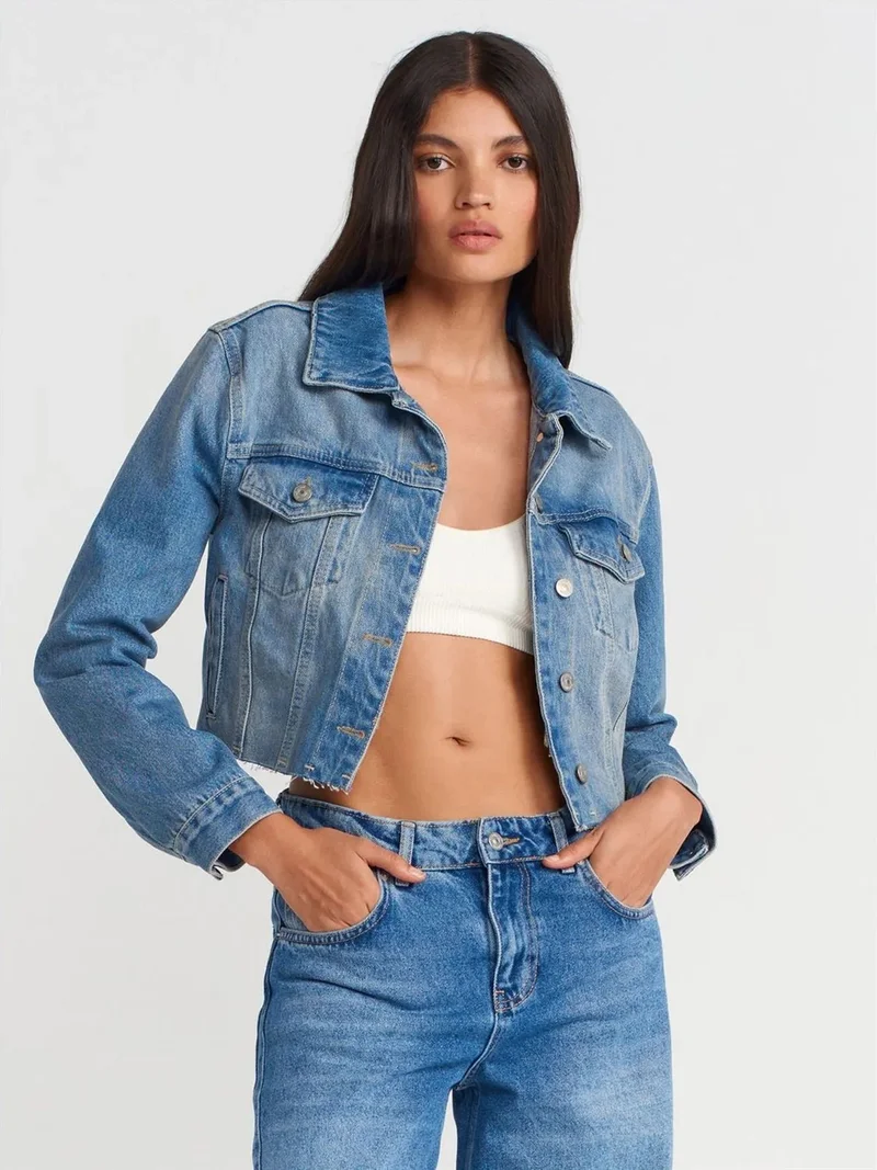 ديلفين Dilvin Women’s Cropped Denim Jacket