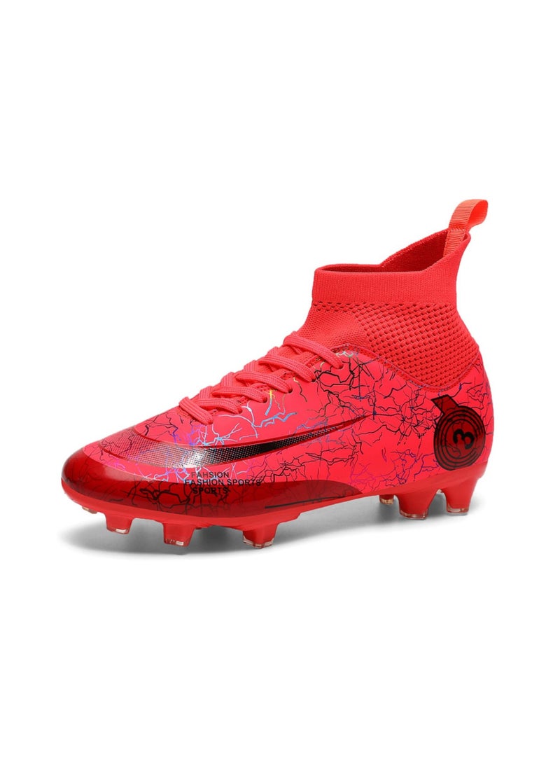 Loquat High-Top Cleats Competition Sports Football Shoes Red  - Image 1