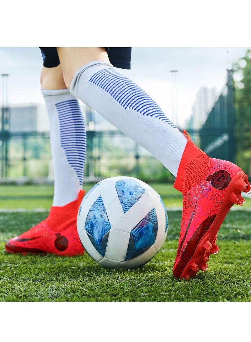 Loquat High-Top Cleats Competition Sports Football Shoes Red  - Image 2
