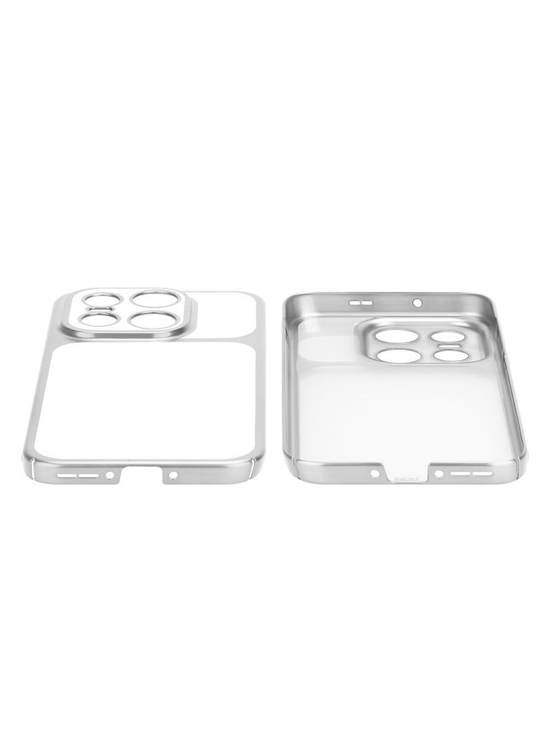 CATANES Electroplated PC Case for OnePlus 15 - Raised Camera Guard and Shock-Absorbing Edges with 3D Screen Protector - Clear - Side Silver - Image 4