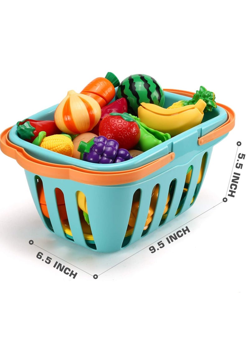 73 Pcs Cutting Play Food Sets Kids Pretend Food Toys Kitchen Toys Cutting Fruits Vegetables Cake  Food Assortment Toy For Boys And Girls Learning Birthday Gift Educational Game - Image 2