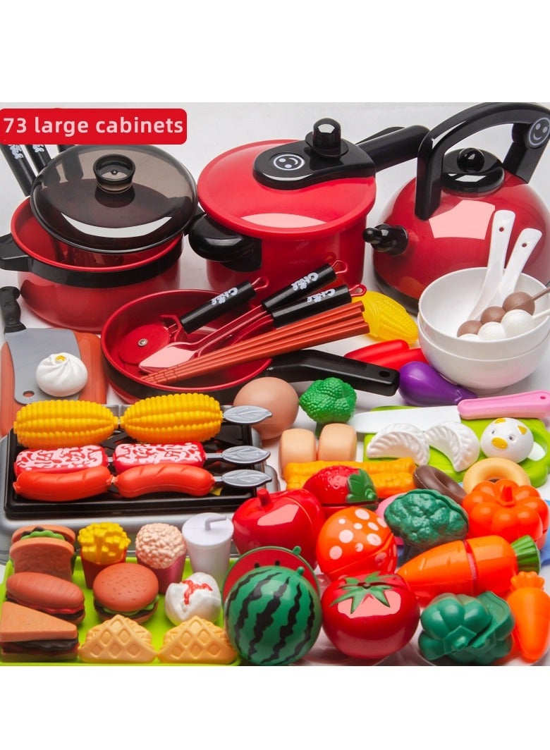 73 Pcs Cutting Play Food Sets Kids Pretend Food Toys Kitchen Toys Cutting Fruits Vegetables Cake  Food Assortment Toy For Boys And Girls Learning Birthday Gift Educational Game - Image 1