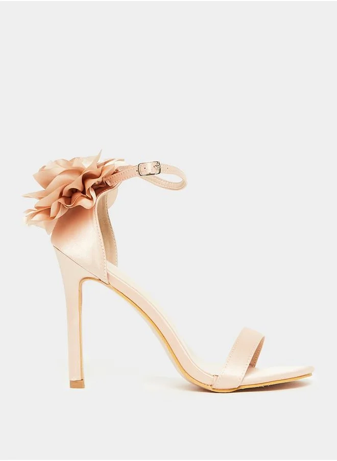 ستايلي Floral Corsage Ankle Strap Stiletto Heel Sandal