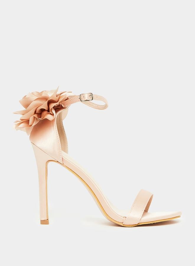 Styli Floral Corsage Ankle Strap Stiletto Heel Sandal  - Image 1