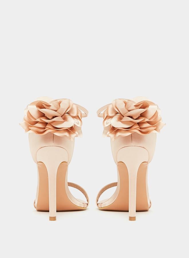 Styli Floral Corsage Ankle Strap Stiletto Heel Sandal  - Image 2