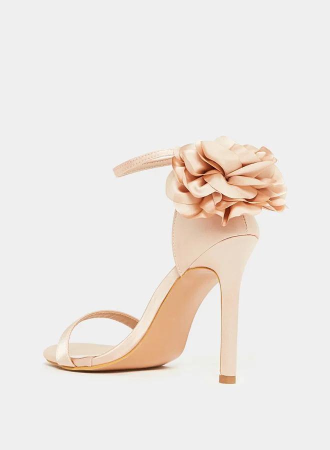 Styli Floral Corsage Ankle Strap Stiletto Heel Sandal