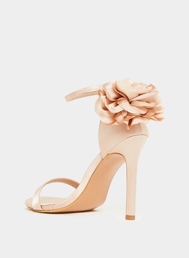 Styli Floral Corsage Ankle Strap Stiletto Heel Sandal  - Image 3