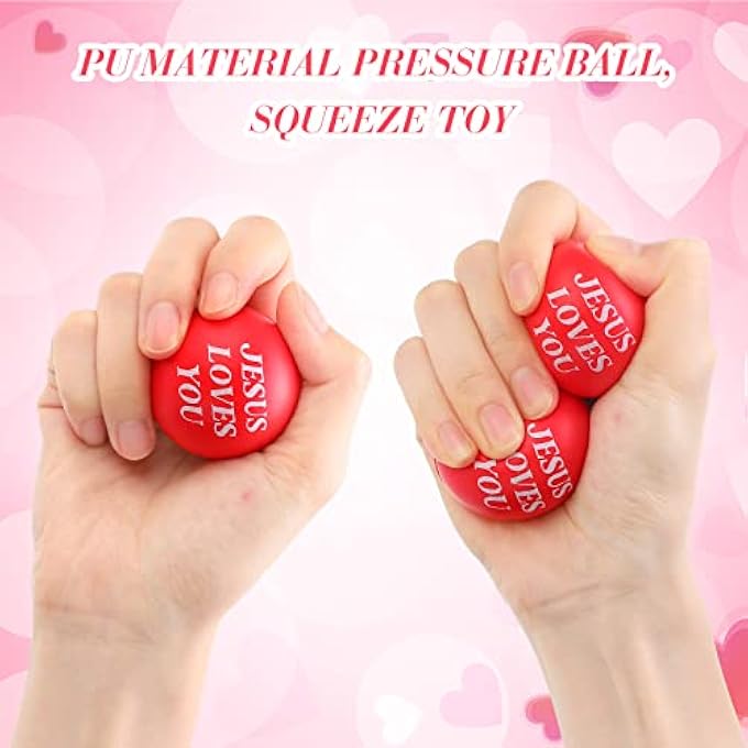 Jerify 30 Pack Jesus Loves You Stress Balls Bulk Red Stress Reliever Toys Squeeze Small Motivational Stress Balls Foam Bouncy Balls for Adults Anxiety Stress Relief Office Gifts Bag Fillers, 1.57 Inch - Image 4