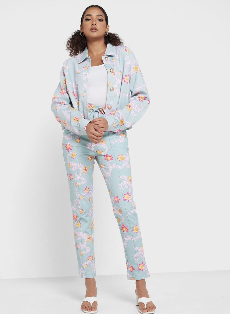 Desert Cove Floral Printed Denim Jacket - Image 4