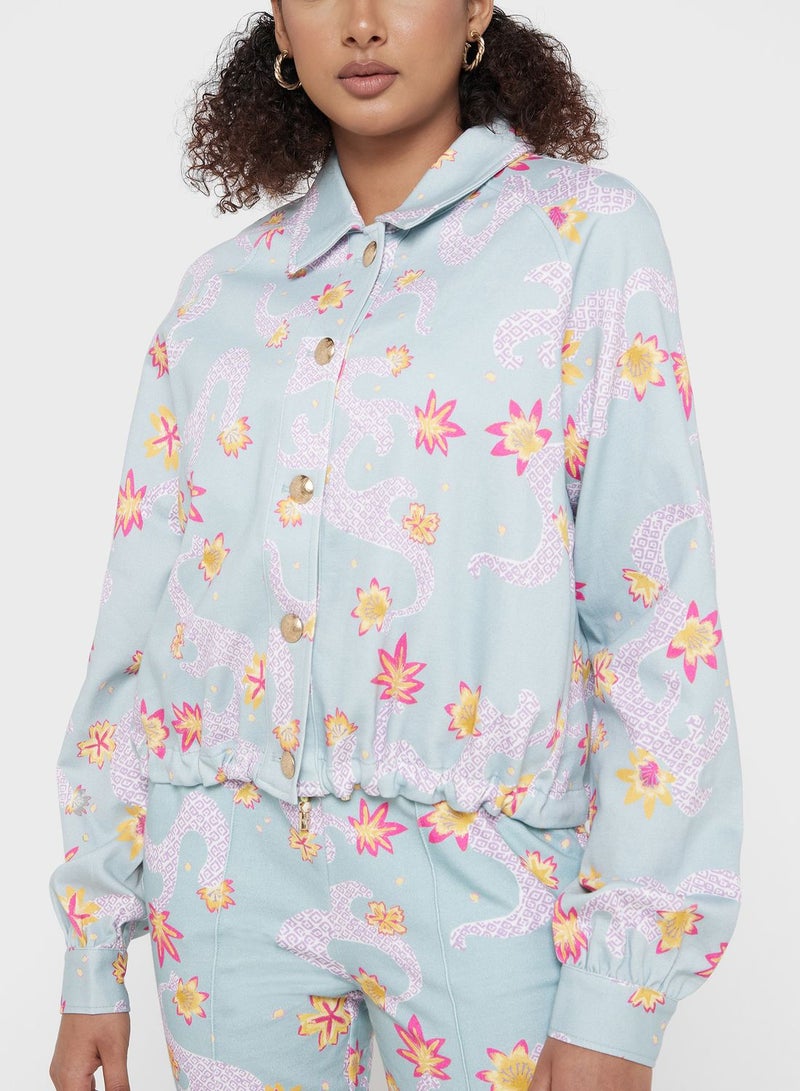 Desert Cove Floral Printed Denim Jacket - Image 3