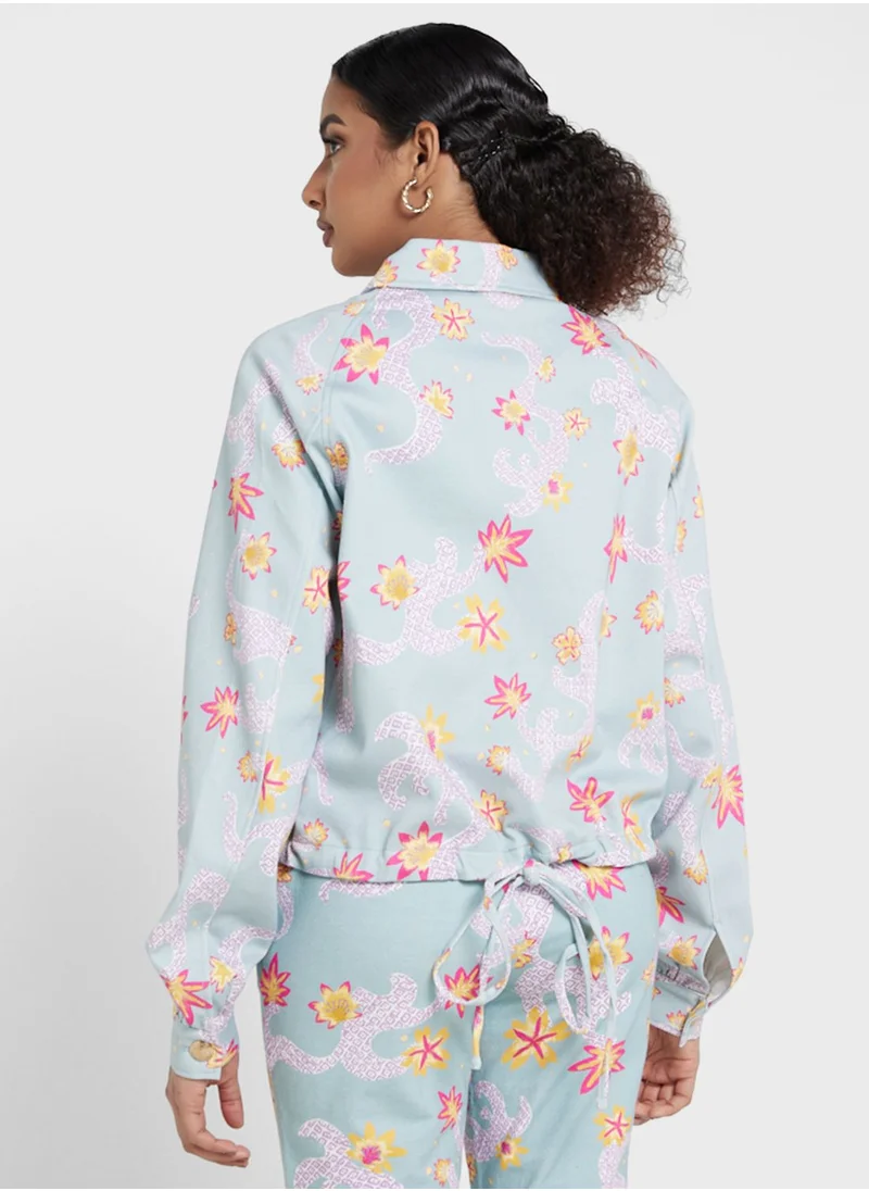 Desert Cove Floral Printed Denim Jacket