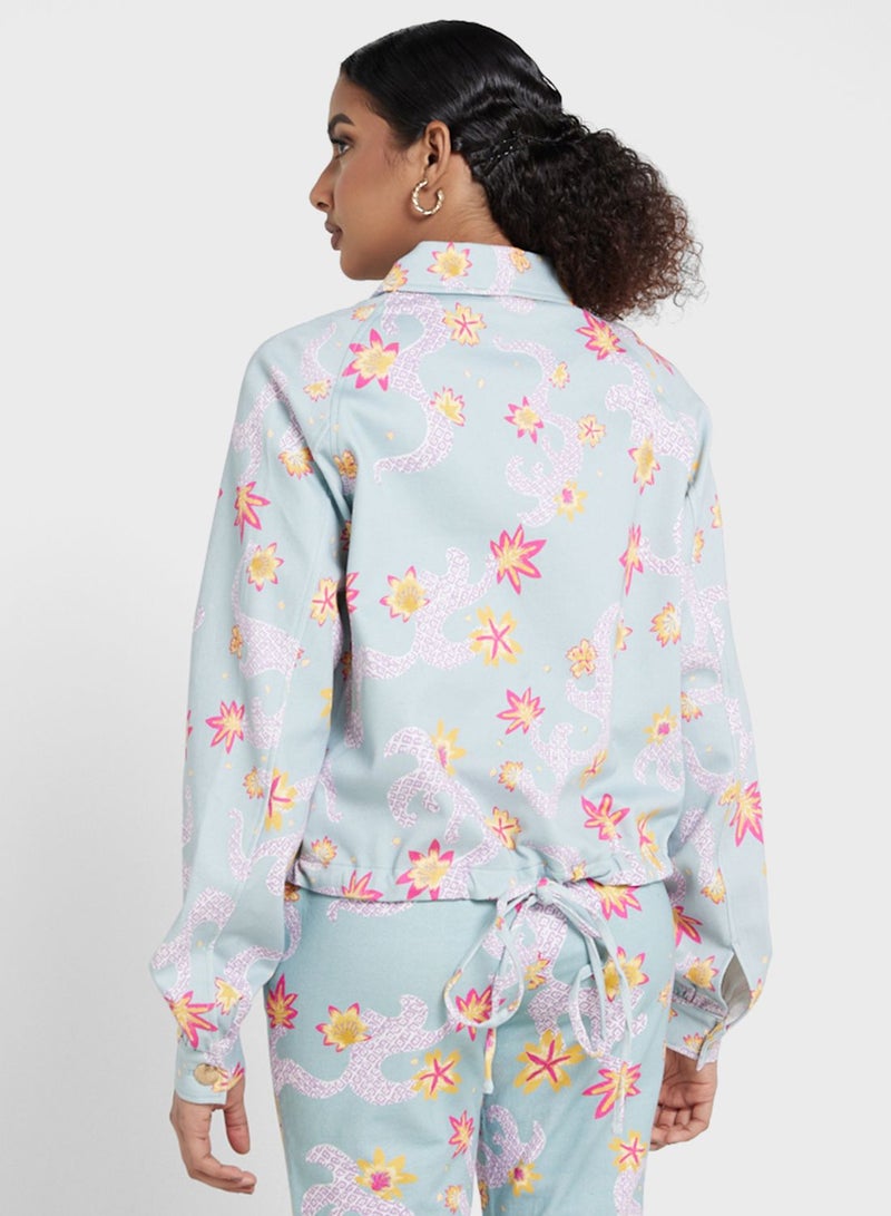 Desert Cove Floral Printed Denim Jacket - Image 2